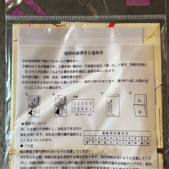 Traditional Japanese Gift Envelope for Wedding Money Kinpu Gold Pink Mizuhiki - Picture 7 of 9